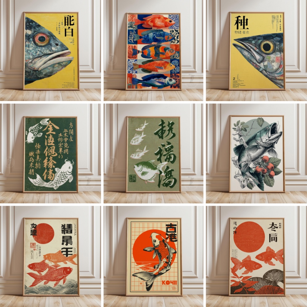 금붕어 포스터 일본 잉어 포스터 캔버스 젠 수채화 그림 - Japanese Zen Lifestyle 리뷰 및 가격