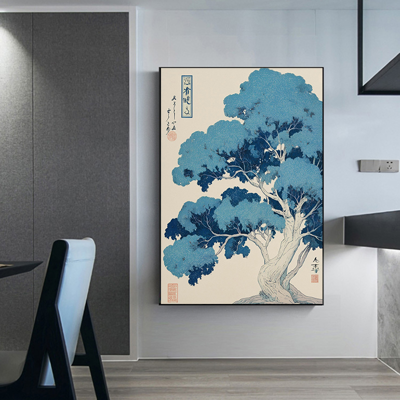 일본식 정물화 포스터 블루 시리즈 수묵화 캔버스 그림  - Japanese Zen Lifestyle 리뷰 및 가격